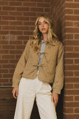 Tammy Collared Jacket in Khaki - FINAL SALE