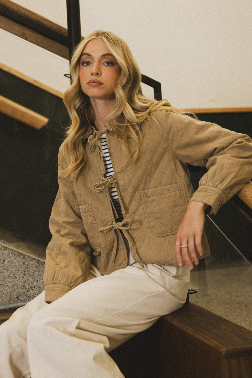 Tammy Collared Jacket in Khaki - FINAL SALE