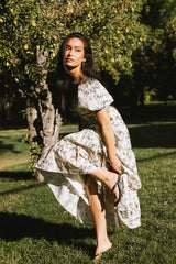 Robbie Floral Midi Dress in Beige - FINAL SALE