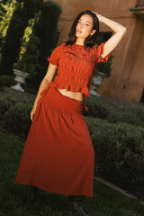 Micah Smocked Maxi Skirt in Rust - FINAL SALE