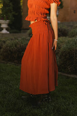 Micah Smocked Maxi Skirt in Rust - FINAL SALE