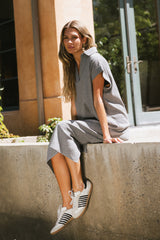 Elisa Striped Maxi Dress in Grey - FINAL SALE