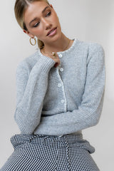 Darren Contrast Cardigan in Heather Grey - FINAL SALE