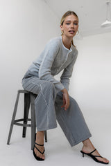 Ada Gingham Wide Leg Pants in Black - FINAL SALE