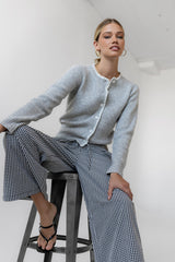 Darren Contrast Cardigan in Heather Grey - FINAL SALE