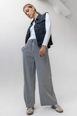 Ada Gingham Wide Leg Pants in Black - FINAL SALE