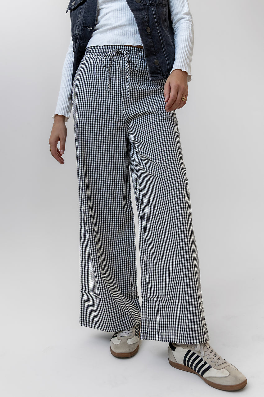 Ada Gingham Wide Leg Pants in Black - FINAL SALE
