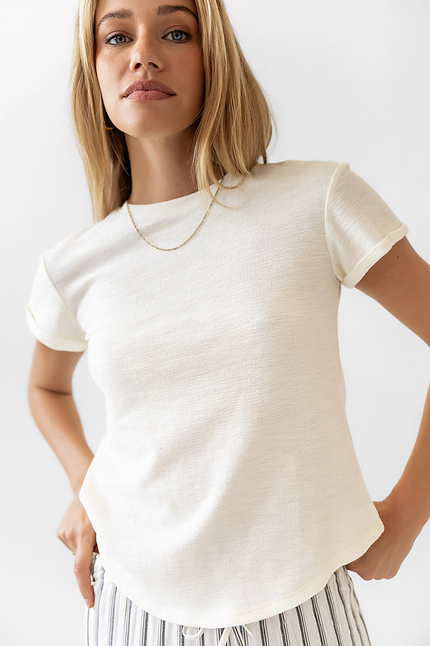Selena Rolled Sleeve Shirt in Off White - FINAL SALE