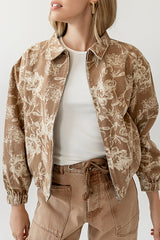 Kellie Floral Bomber Jacket in Camel - FINAL SALE