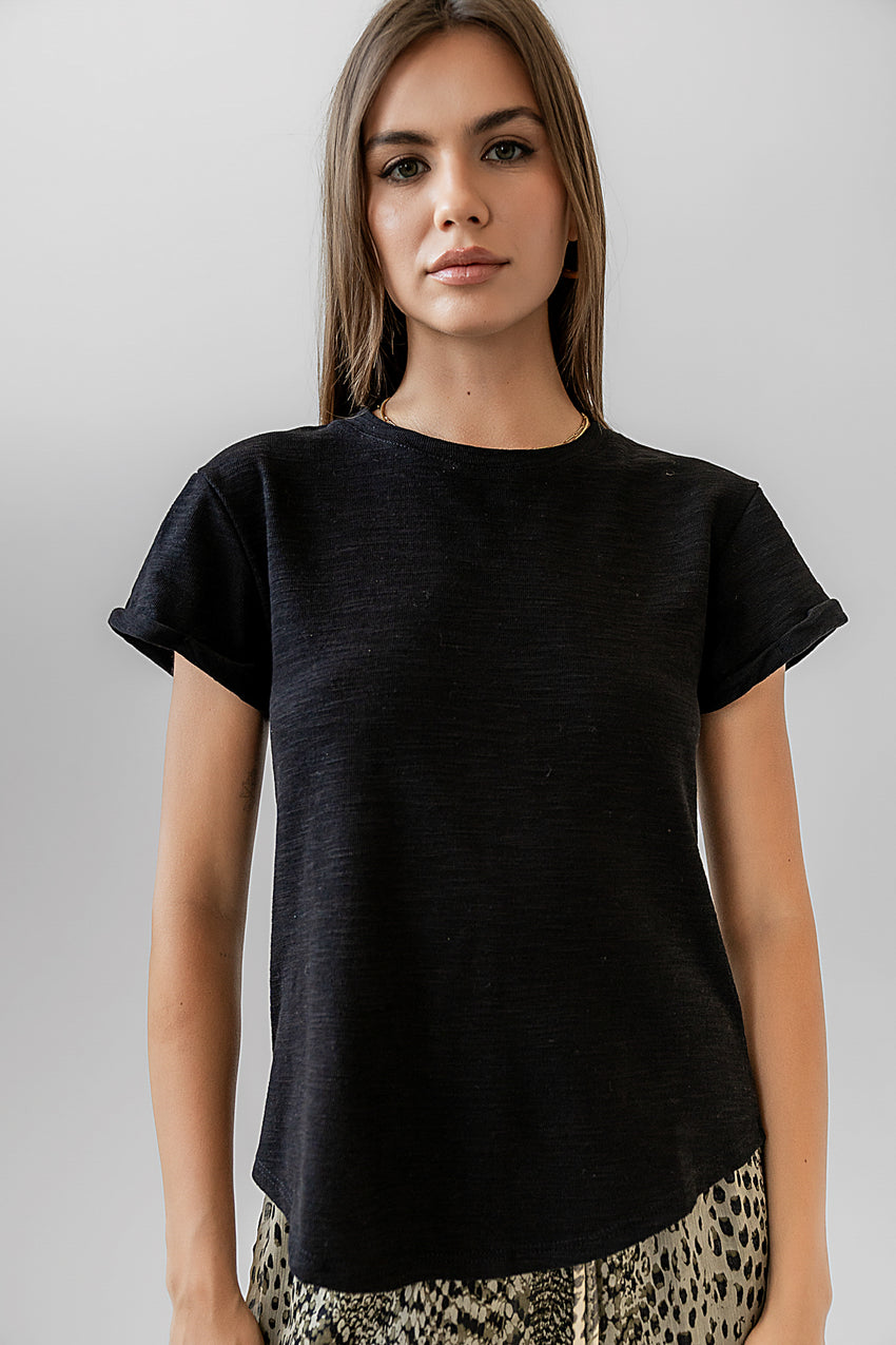 Selena Rolled Sleeve Shirt in Black - FINAL SALE