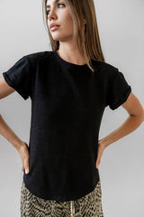 Selena Rolled Sleeve Shirt in Black - FINAL SALE