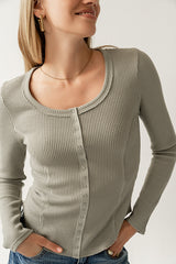 Cal Waffle Knit Top in Olive - FINAL SALE