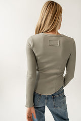 Cal Waffle Knit Top in Olive - FINAL SALE