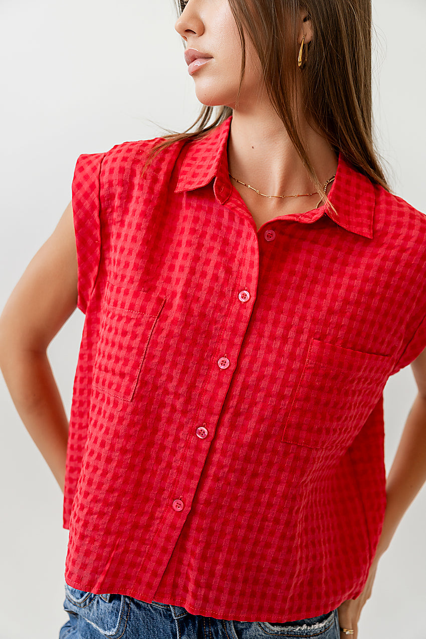 Isla Sheer Blouse in Red - FINAL SALE