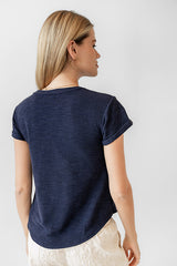 Selena Rolled Sleeve Shirt in Navy - FINAL SALE