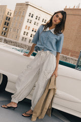 Emory Striped Baggy Pants in Oatmeal - FINAL SALE