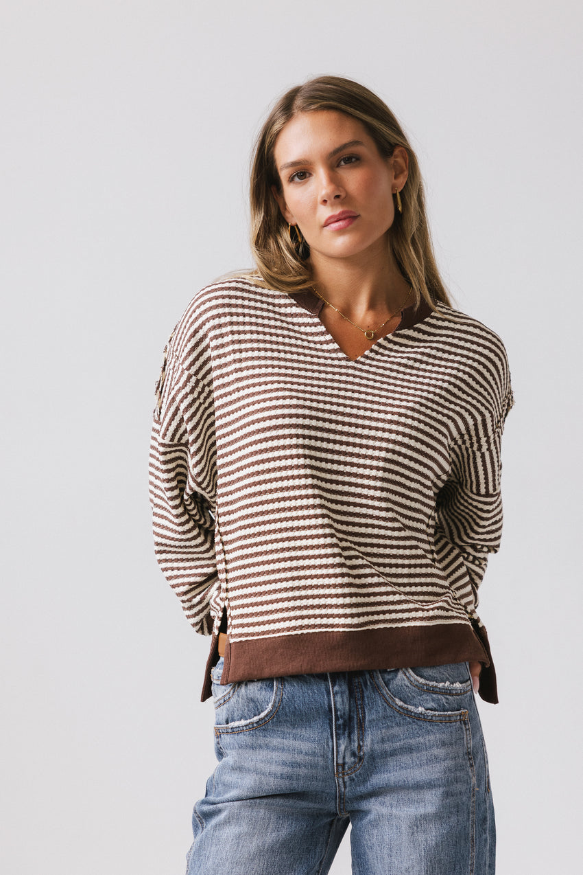 Wells Striped Top in Brown - FINAL SALE