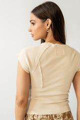 Millie Reverse Seam Top in Tan - FINAL SALE