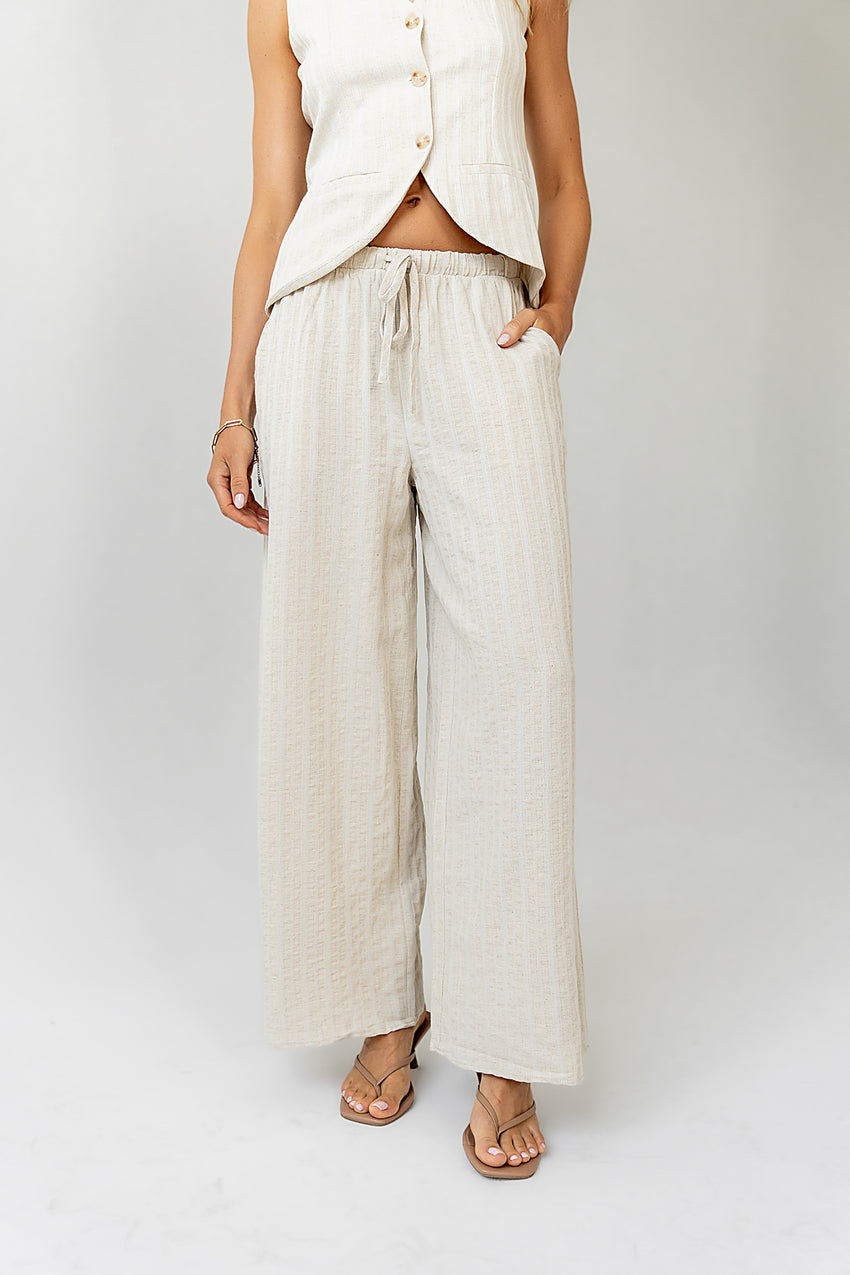 Lucy Striped Baggy Pants in Natural - FINAL SALE