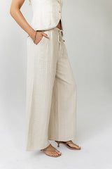 Lucy Striped Baggy Pants in Natural - FINAL SALE