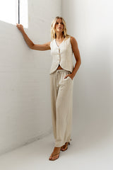 Lucy Striped Baggy Pants in Natural - FINAL SALE