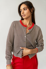 Josy Button Front Cardigan in Red - FINAL SALE