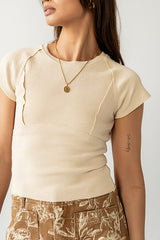 Millie Reverse Seam Top in Tan - FINAL SALE