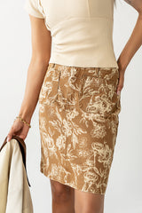Juno Floral Mini Skirt in Camel - FINAL SALE