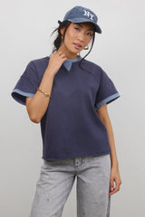 Jace Contrast Tee in Navy - FINAL SALE