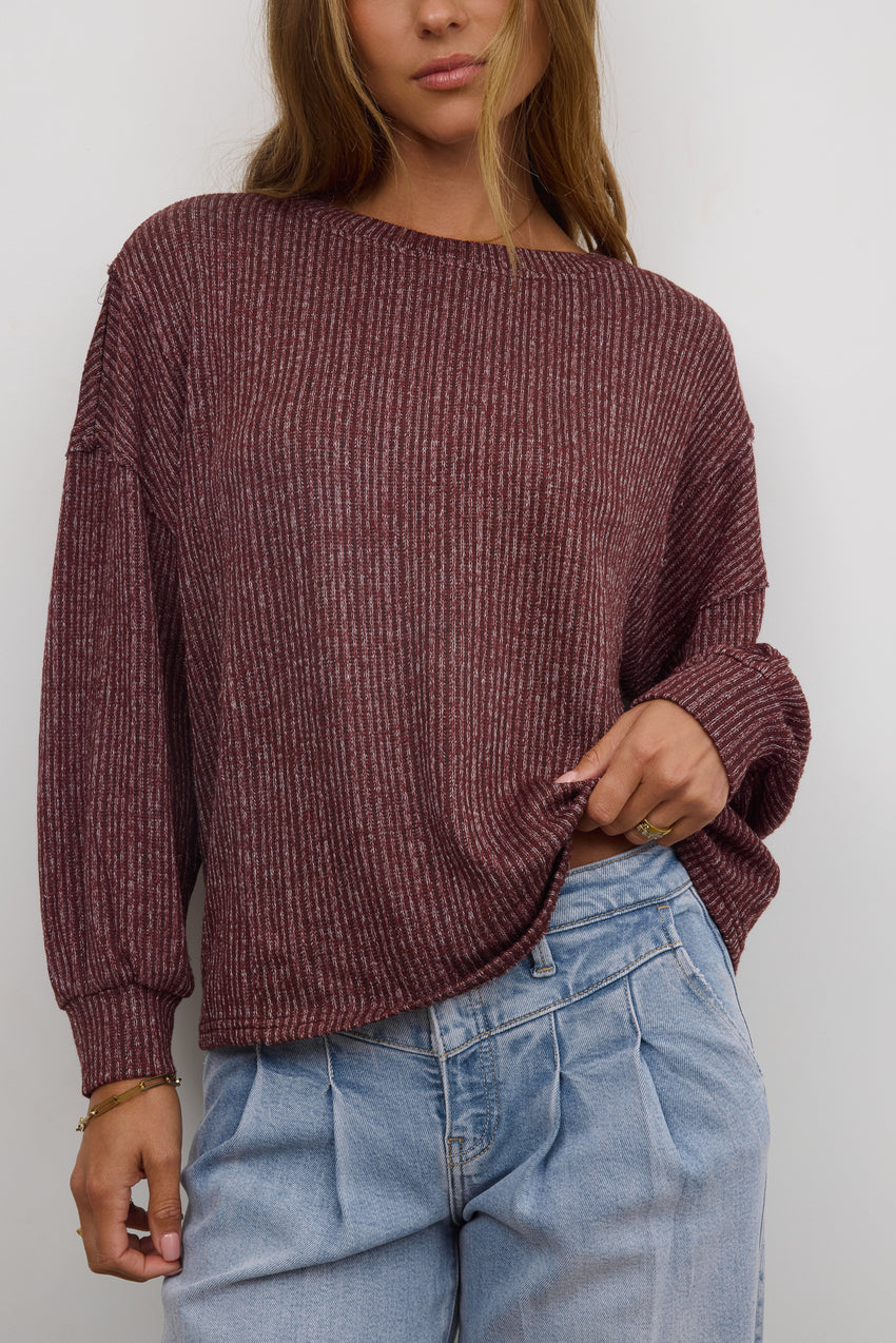 Tate Knit Sweater in Burgundy