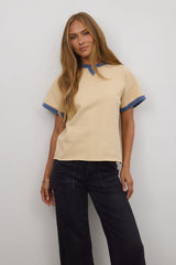 Jace Contrast Tee in Beige - FINAL SALE