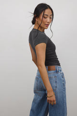 Asher Ribbed Top in Charcoal - FINAL SALE