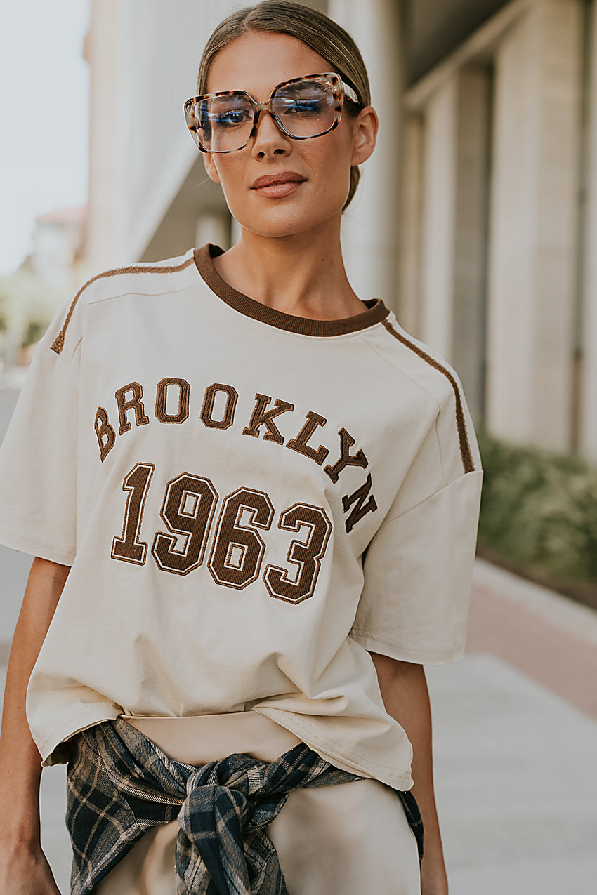 Brooklyn Oversized Graphic Tee in Brown - FINAL SALE