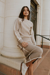 Kenna Contrast Sweater in Oatmeal