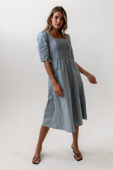 Paisley Smocked Midi Dress in Slate Blue - FINAL SALE