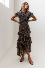 James Ruffle Maxi Dress in Grey