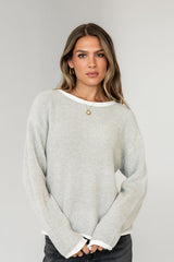 Mandy Contrast Sweater in Grey - FINAL SALE