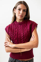 Lennie Cable Knit Top in Burgundy - FINAL SALE
