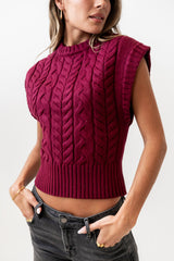 Lennie Cable Knit Top in Burgundy - FINAL SALE