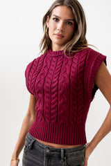 Lennie Cable Knit Top in Burgundy - FINAL SALE