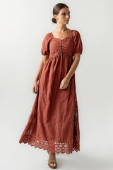 Luca Embroidered Maxi Dress in Dark Berry - FINAL SALE