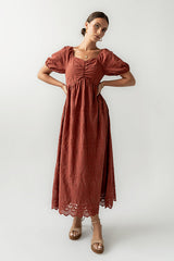 Luca Embroidered Maxi Dress in Dark Berry - FINAL SALE