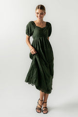Luca Embroidered Maxi Dress in Hunter Green - FINAL SALE