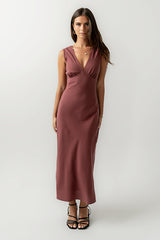 Hailey Lace Trim Maxi Dress in Marsala - FINAL SALE