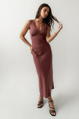 Hailey Lace Trim Maxi Dress in Marsala - FINAL SALE