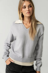 Pattie Collared Sweater in Blue - FINAL SALE