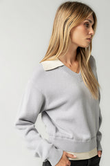 Pattie Collared Sweater in Blue - FINAL SALE