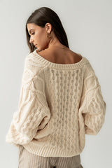 Noah Cable Knit Cardigan in Cream - FINAL SALE