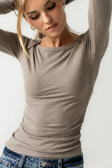 Anya Ribbed Top in Taupe - FINAL SALE