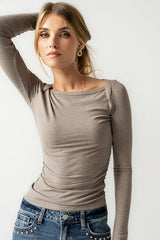 Anya Ribbed Top in Taupe - FINAL SALE